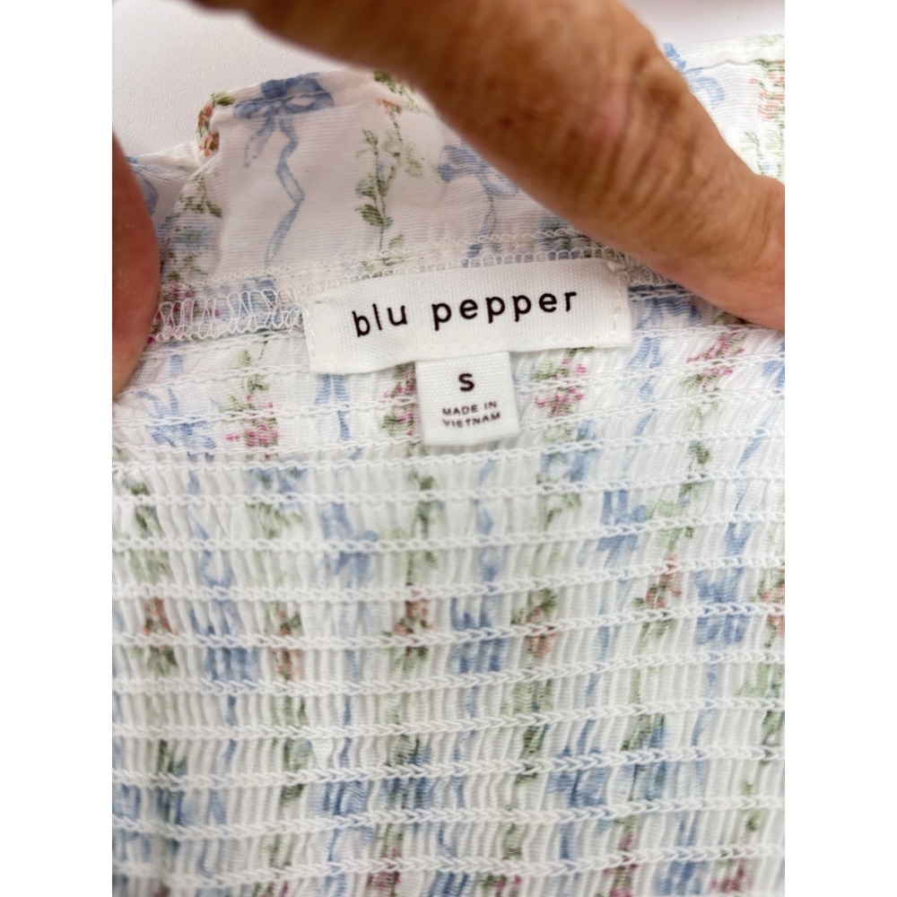 Blu Pepper Floral Ribbon Maxi Dress S Cottagecore Coquette Prairie Boho 51" - Picture 2 of 9